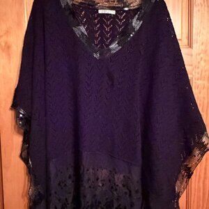 Vintage - Alberto Makali Black Sequin‎ Lace Poncho